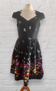 BNWT Hell Bunny Butterfly Floral 1950’s Style Rockabilly Swing Dress Size UK 10 - Picture 1 of 18
