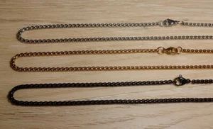 Black, Gold, or Silver Stainless Steel Round Box Chain Necklace or 24" USA Chain - Picture 1 of 14