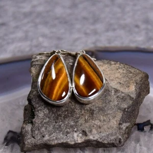 Tigerauge Ohrring, 925er Silber, Edelsteinohrringe (3621), Edelsteinschmuck - Bild 1 von 1