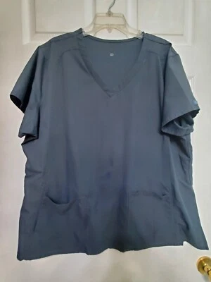 MED COUTURE 磨砂上衣,尺寸 3XL-灰色经典 V 领-Chest 28"/L 29.5 — 第 1/4 张图片