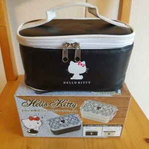 Hello Kitty Lunch box Bag Black Cold Insulation Chopsticks Set Kawaii NEW Japan - Picture 1 of 7