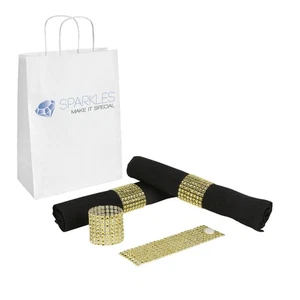 Anillos de servilleta de diamantes de imitación de oro 200 - 8 filas de sujetadores reutilizables - Imagen 1 de 5