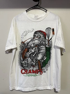 Vintage 90s Champs Sport Santa Clause Cartoon Art T Shirt Size XL - Image 1 of 4