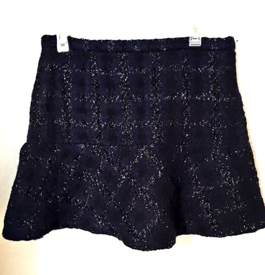 Minifalda acampanada Kenneth Cole Collection negra azul mezcla de lana a cuadros talla 10 nueva con etiquetas Foto 1 de 4