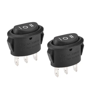 Boat Rocker Switch Round Toggle Switch  3pins ON/OFF/ON AC250V/6A 125V/10A 2pcs - Imagen 1 de 4