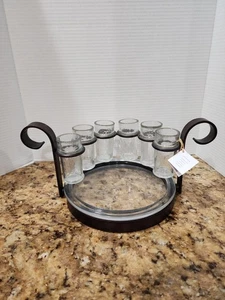 Zodax Tequila Shot Set In Bronze With Six Glass Tequila Shooters - Picture 1 of 6