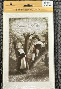 Vintage - American Greeting Cards - Set Of 6 Thanksgiving Cards & Envelopes - Picture 1 of 8