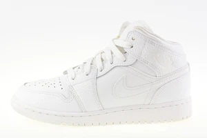Nike Air Jordan 1 Mid GS White 554725-130 Unisex Junior Trainers Size UK 4 - Picture 1 of 9