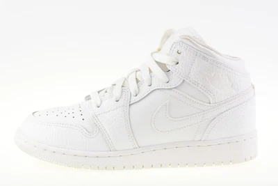 Nike Air Jordan 1 Mid GS White 554725-130 Unisex Junior Trainers Size UK 4 - Image 1 of 4