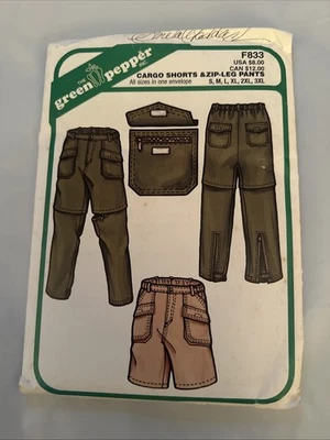 Green Pepper 833 Mens Cargo Short Zip Leg Pants Pattern Waist 28-50 Uncut S-3XL - Image 1 of 4