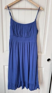 NWT Grace Karin Women's Smocked Waist Midi Sun Dress Blue Sz Large - Picture 1 of 6