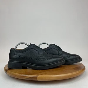 Mens Thom Browne Black Leather Wingtip Brogue Derby Dress Shoes Size 7 D GUC - Picture 1 of 7