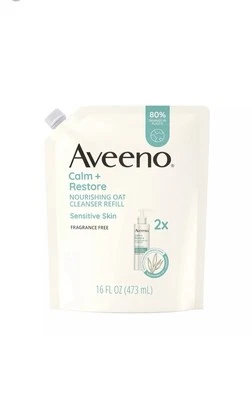 Limpiador de avena nutritivo Aveeno Calm + Restore recarga sin fragancia - 16 oz Foto 1 de 4