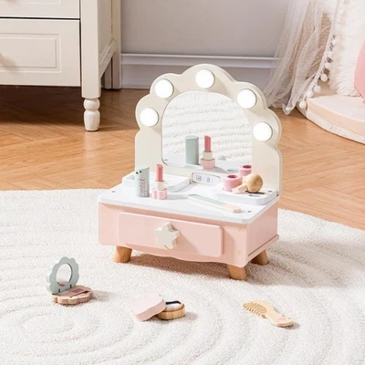 ROBUD Pretend Makeup Table Set with Mirror & Light Gifts Kids Toys - Image 1 of 4