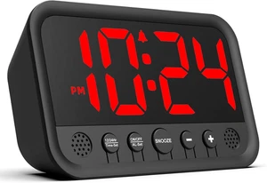 Small LED Digital Clock for Bedroom, Loud Alarm Clock for Heavy Sleepers Adults, - Picture 1 of 12