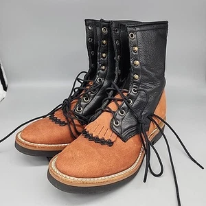 Women's Laredo Boots Size 8 6985 48106 Lace Up Kilted Cognac Leather Made In USA - Picture 1 of 8