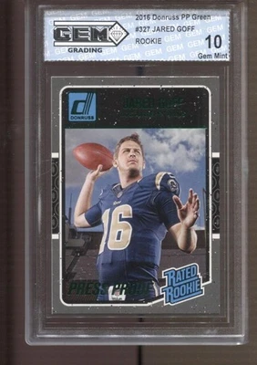 Jared Goff Donruss 2016 prueba de prensa verde #327 gema como nueva 10 radiocontrol Detroit Lions Foto 1 de 2