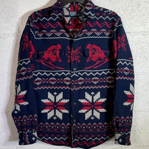 Chaqueta Suéter Polo Ralph Lauren Botón Frontal Rojo/Azul Marino, Pequeña $398 Nueva con Etiquetas - Imagen 1 de 11