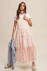 Laced Tiered Overall Maxi Dress From Listicle - Picture 1 of 6