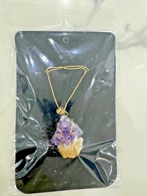 Beautiful Natural Amethyst And Citrine Necklace Goodluck GoldPlated Retail $350 - Image 1 of 2