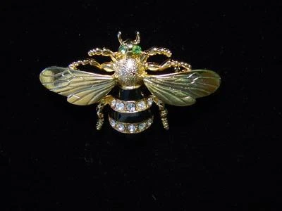 Joyería "JJ" Jonette Peltre Dorado 'HERMOSA ABEJA' con Prendedor de Piedras  Foto 1 de 2