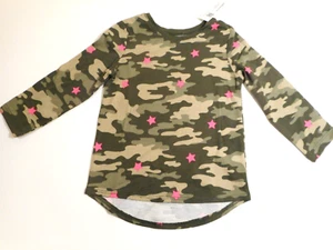 Girls Camo Shirts Long tail Tops Pink Stars Outerwear Toddler 18mo, 2T, 3T, 5T - Picture 1 of 4