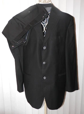 JOHN BARTLETT black Suit 100% Wool Pants 32x29 jacket coat 40 R made in ITALY - Image 1 of 4