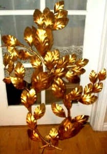 ITALIAN TOLE WALL LAMP HOLLYWOOD REGENCY GILT BIG LEAF S SALVADORI HUGE - Picture 1 of 9