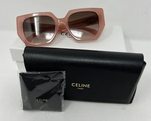 Occhiali da sole Celine Triomphe rosa quadrate oversize lenti marroni custodia nuovi senza etichette shw - Foto 1 di 9