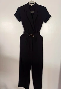 Monteau Los Angeles Jumpsuit Black Short Sleeve Women’s Size XS - Picture 1 of 9