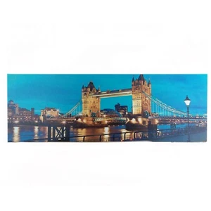 Canvas Wall Art Led Picture 100x30cm Sky Night London Tower Bridge Lights River - Picture 1 of 1