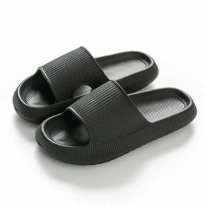 Mens Sandals Slides Rubber Flip Shower Slippers Pool Beach Black US 11-12 - Picture 1 of 1