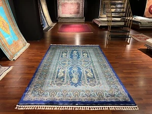 7x10 Fuß Türkischer Seidenteppich - Luxus Hereke Design, Hochwertiger Wohnzimmerteppich - Bild 1 von 14
