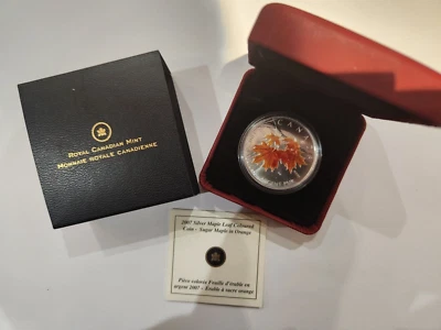 2007 Canada Silver Maple Leaf Coloured Coin - Sugar Maple in Orange OGP & COA - Image 1 of 4