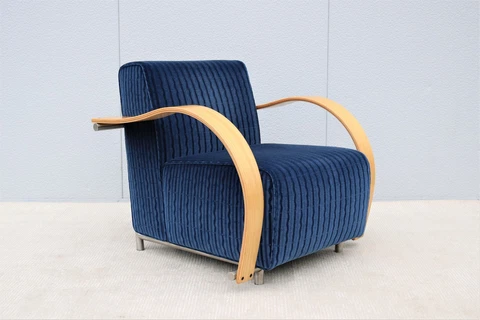 Art Deco Style Brian Kane for Nienkamper Regal Blue Mohair Spirit Lounge Chair Cover