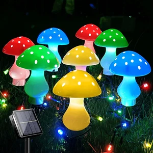 Upgraded Outdoor Solar Garden Lights, 8 Pack 50 LED Mushroom Outdoor 8 Modes - Picture 1 of 12