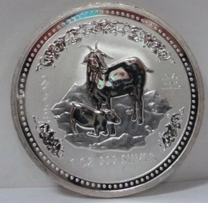 2003 AUSTRALIA 1oz. 999 SILVER YEAR of the GOAT $1 DOLLAR COIN - Picture 1 of 9