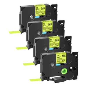 4PK Black on Fluo Yellow Label Tape 12mm TZ-C31 TZe-C31 fit for Brother PT-7100 - Picture 1 of 9