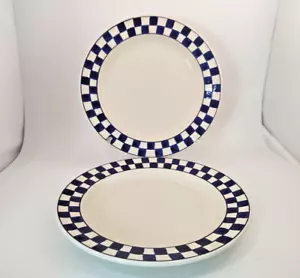 Set of 2 Hartstone Blue Checks 11 1/4" Dinner Plates - Fair Condition - Picture 1 of 12