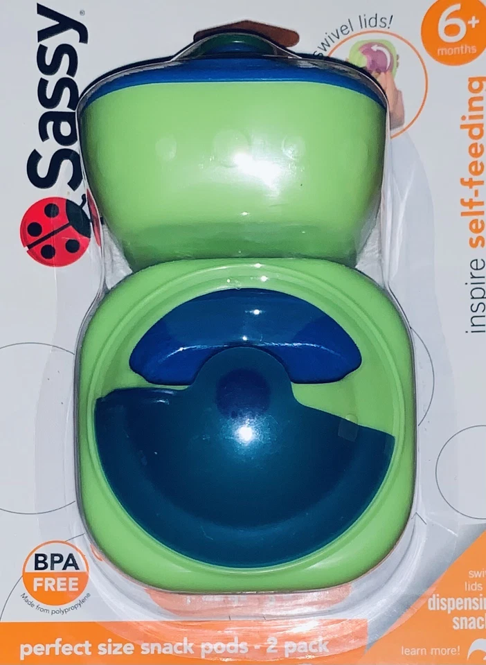 Dispensador de bocadillos de doble cápsula autoalimentada Sassy Inspire 6+ meses bebé niño pequeño Foto 1 de 2