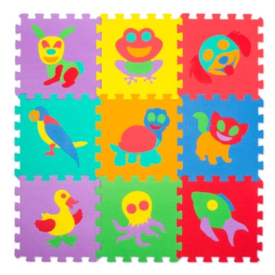 TEAMSPORTBEDARF.DE Spielmatte 69tlg Spielteppich Puzzlematte Kinderteppich Matte Schutzmatte Tiere