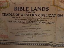 1946 Bible Lands National Geographic Vintage Map Folded Flea Market Farmhouse
