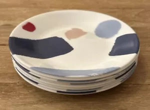 Corelle Vivid Splash Dessert Brot Teller 6,75" Weiß Blau Rot Beige - 8er Set - Bild 1 von 4