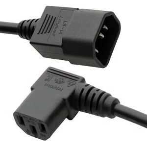 IEC Right Angle (L) Power Extension C14 to C13 Cable 0.25m/0.5m/1m/2m Black - Picture 1 of 17