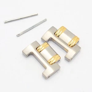 Gucci Genuine 2 Link 9000M Men's Watch Belt Band Bracelet Parts Silver/Gold 16mm - Picture 1 of 3