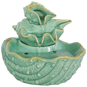 Stacked Tiered Seashells Ceramic Indoor Water Fountain - 7 in by Sunnydaze - Picture 1 of 8