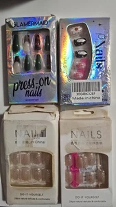 pres on nails Lot Of 4 Pack ×24 Nails In Each DAMAGED BOXES - Picture 1 of 5