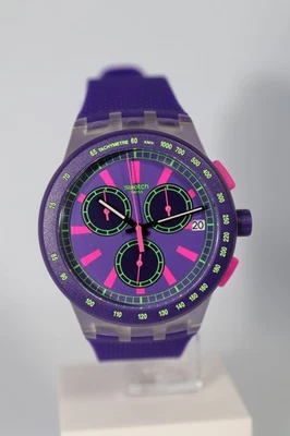 NEW RARE SWATCH SWISS MADE PURP-LOl CHRONOGRAPH WATCH, SUSK400 NEW  42MM Purple - Image 1 of 4
