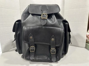 Zaino Heritage in pelle nera senza marchio vintage invecchiato - Foto 1 di 23
