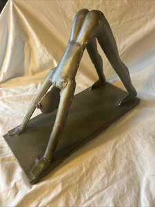 Vtg YOGA Position Metal Art Sculpture Welded Scrap Art 10”x 13”x 6” - Picture 1 of 18